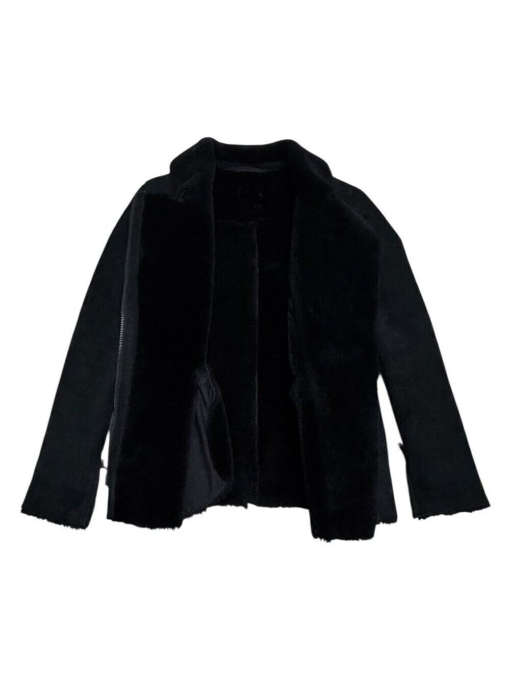 100% LAMB SHEARLING Just Female Vintage Luxury Jacket Coat Bomber Womens Small - Picture 5 of 7